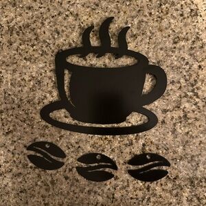 Black Coffee Cup and Beans Wall Decor